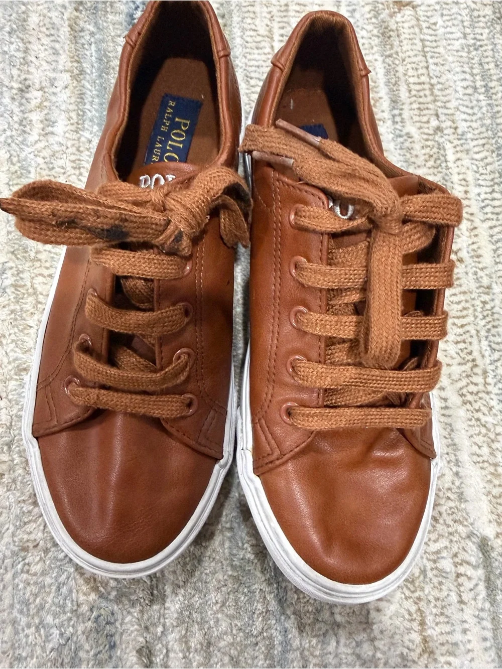 Polo by Ralph Lauren Brown Canvas-Lined Leather Sneakers